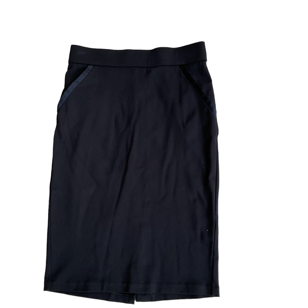Elle Basic Black Knit Pencil Skirt Pull On w Faux Pockets szXS